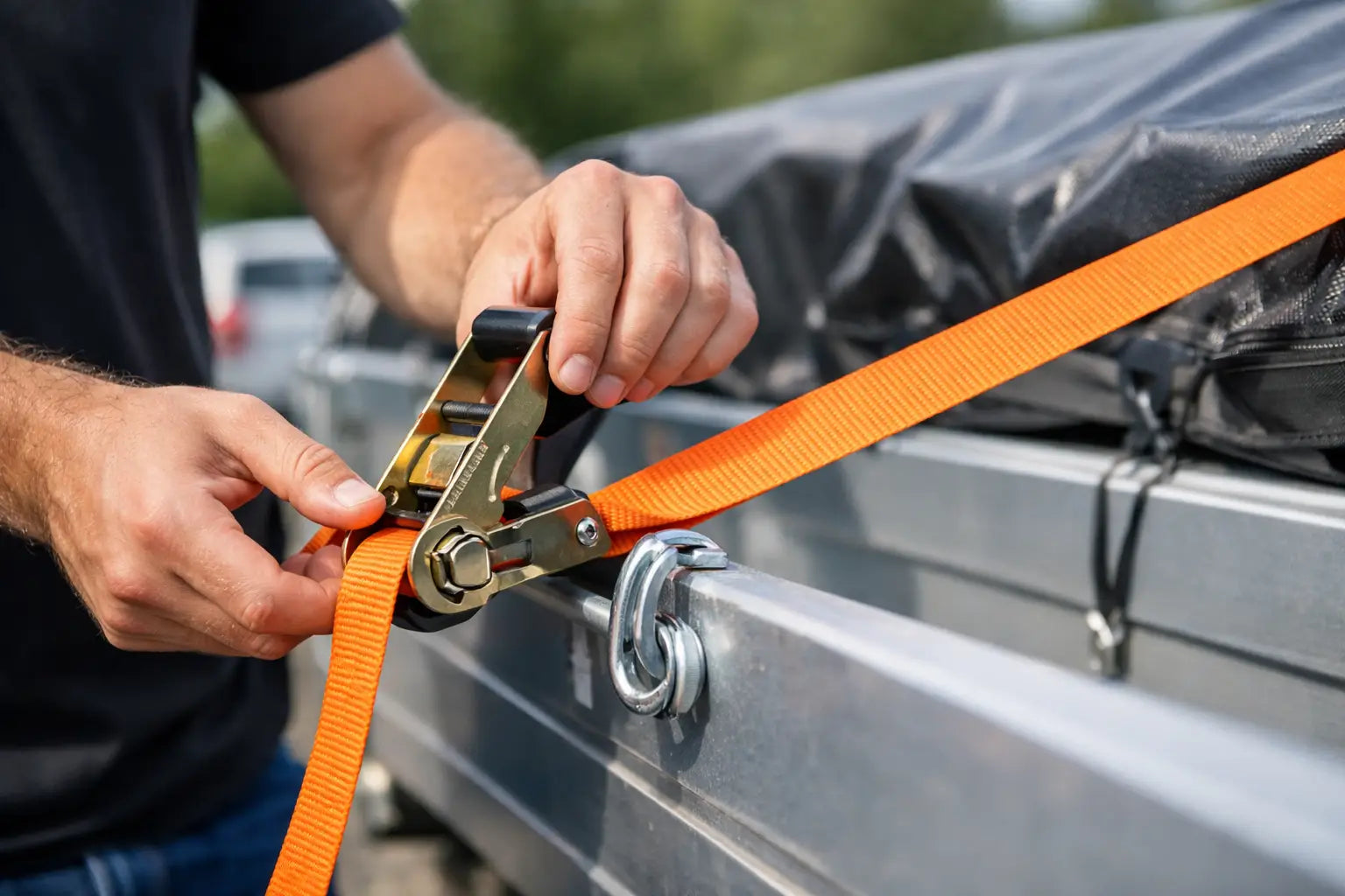 Spanbanden correct vastzetten aanhanger