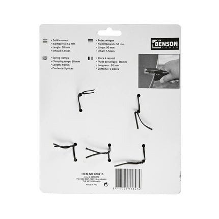 Zeilklem Set 5x, 50mm Klembereik, 90mm Lengte, Ideaal voor Zeilen