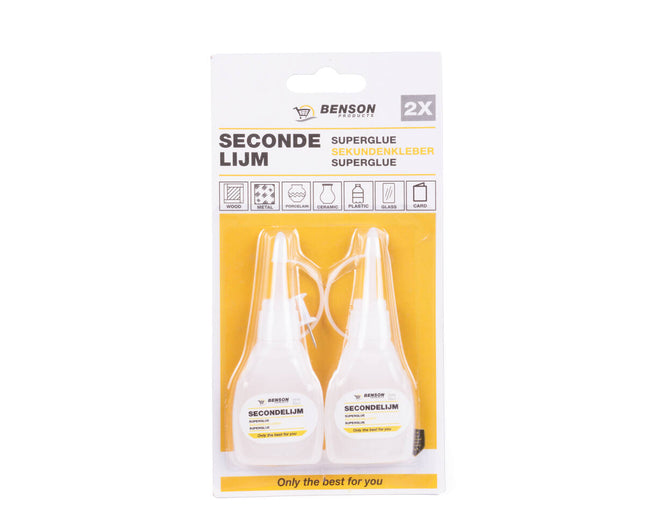 Secondelijm 2x10g - Snelle hechting voor kleine reparaties.