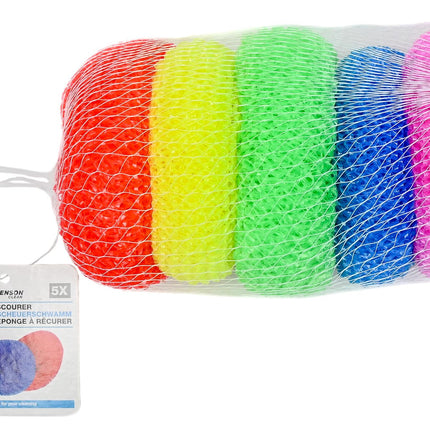 Schuurspons 5 dlg kleur – Materiaal polyester, 2,5 cm, 7,5 cm