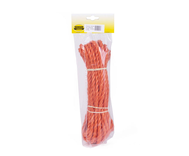 Touw 8mm x 10m Oranje, 960kg breekkracht voor kamperen en ladingen.