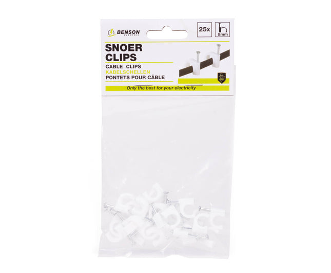 Kabelclips 8 mm, 25 Stück – Kabel zu Hause/im Büro sicher befestigen.