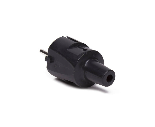Stekker PVC RA Zwart, 90° Hoek, Voor Krappe Ruimtes, 220-240V.