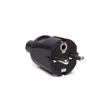 Stekker PVC RA Zwart, 90° Hoek, Voor Krappe Ruimtes, 220-240V.