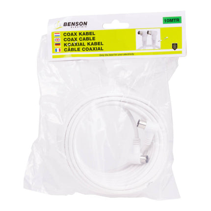 Coax Kabel 10m - Haakse Stekkers, Ideaal voor TV en Modem Aansluiting