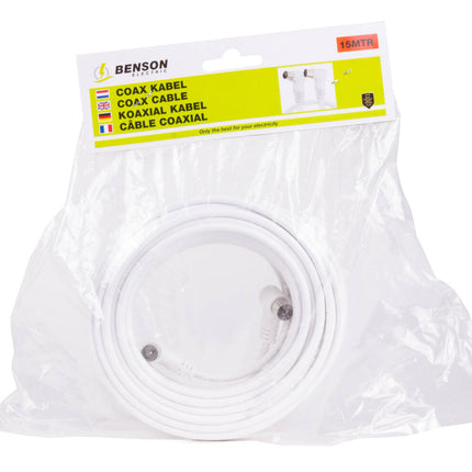 Coax Kabel 15m - Voor TV, Satelliet & Modem, Hoge Signaaloverdracht