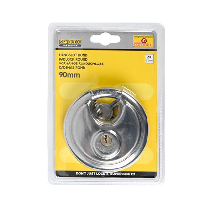Hangslot 90 mm RVS - Weerbestendig, Incl. 2 Sleutels, Voor Poorten