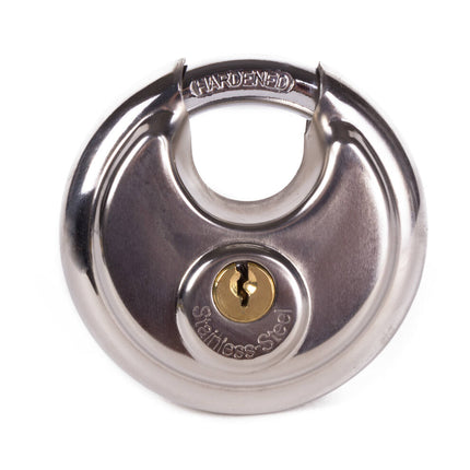 Rond Hangslot 70mm, RVS, Weerbestendig, Inclusief 2 Sleutels, Opslagbeveiliging