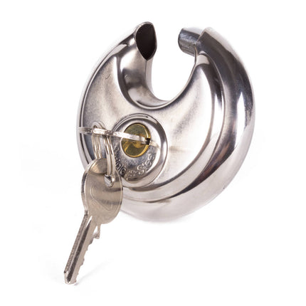 Rond Hangslot 70mm, RVS, Weerbestendig, Inclusief 2 Sleutels, Opslagbeveiliging