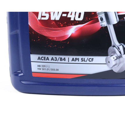 Motorolie 15W-40 5L voor benzine- en dieselmotoren, verlengde levensduur.
