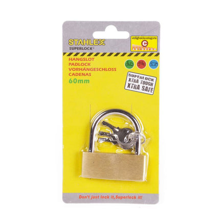 Hangslot 60 mm Staal, Weerbestendig, Inclusief 3 Sleutels, Voor Schuur