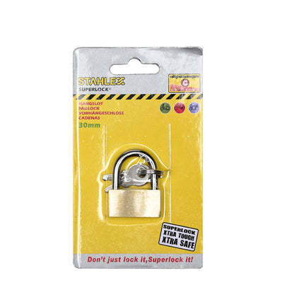 Hangslot 30 mm Staal, Weerbestendig, Inclusief 2 Sleutels, Voor Fiets