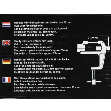 Bankschroef 25 mm - Stevige Grip voor Precisiewerk in Kleine Ruimtes