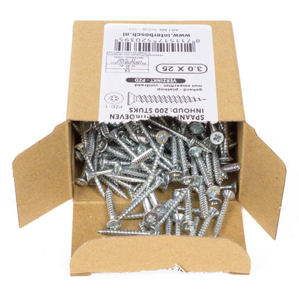 Spaanplaatschroef 3.0x25mm, PZD-1, voor spaanplaat en houtverbindingen