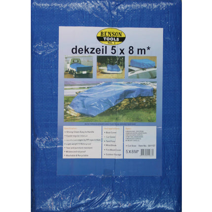 Blauw Dekzeil 5x8m PE 60 GSM, Voor Buiten Bescherming & Bouw