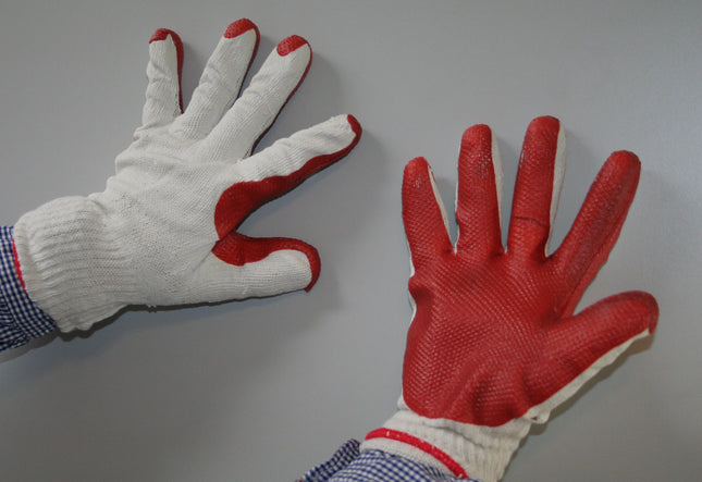Werkhandschoen prevent oranje – Maat Universeel, Kleur Beige met oranje coating