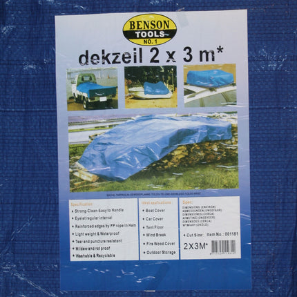 Dekzeil 1,5 x 2,5 mtr blauw – Maat 1,5 x 2,5 M, Materiaal PE, Kwaliteit 80 GSM