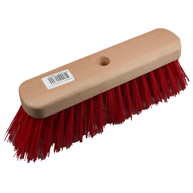 Bezem straat rood 29 cm – Breedte 29 cm, Haren 6 rijen harde kunststof, rood, 24 mm