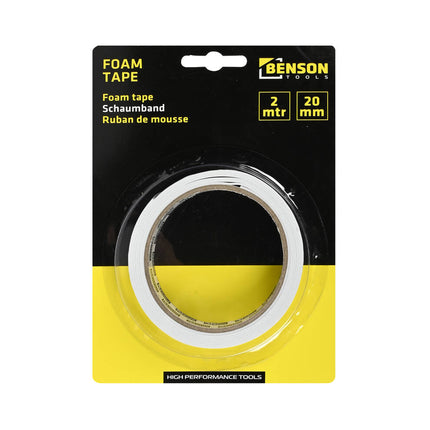 Foamtape 20mm x 2m - Dubbelzijdig voor Ophangen op Gladde Oppervlakken