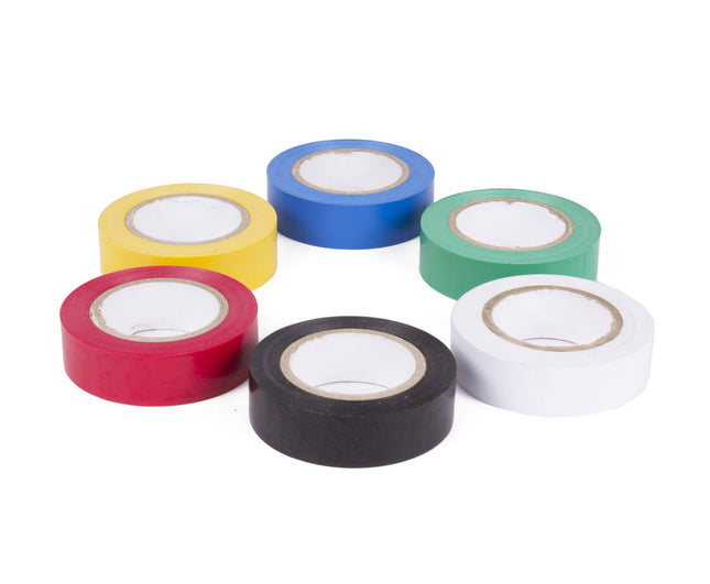 PVC Tape Set 6 Kleuren, 15m Per Rol - Voor Reparaties & Markeringen