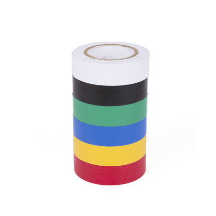 PVC Tape Set 6 Kleuren, 15m Per Rol - Voor Reparaties & Markeringen