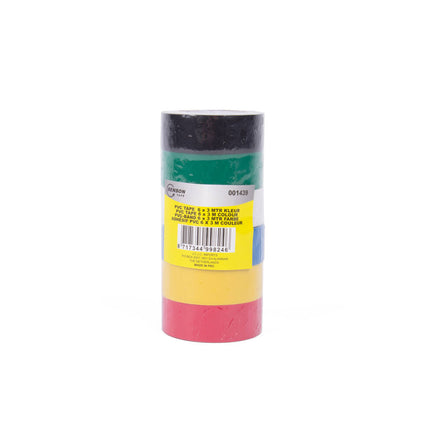 PVC-Klebeband-Set 6 Rollen, 18mm x 3m, Schwarz/Gelb/Blau/Weiß/Grün/Rot