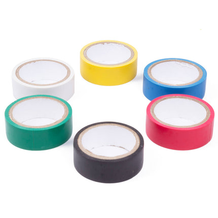 PVC-Klebeband-Set 6 Rollen, 18mm x 3m, Schwarz/Gelb/Blau/Weiß/Grün/Rot
