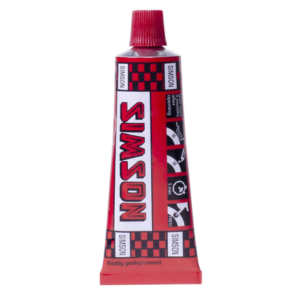 Simson Solutie 10 ml: Sneldrogende lijm voor lekke bandenreparatie.