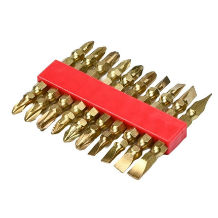 Dubbel Goud Bitset 10 dlg, Koolstofstaal, Voor diverse schroeftypes
