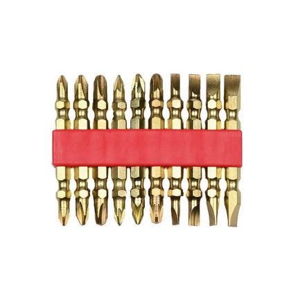 Dubbel Goud Bitset 10 dlg, Koolstofstaal, Voor diverse schroeftypes