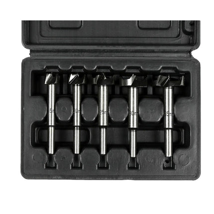Forstnerboor Set 5 dlg: Precise gaten in hout, 15-35 mm bitmaten.