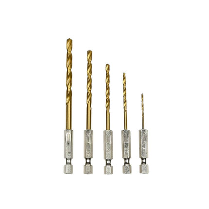 5-teiliges Titan-Bohrerset: 1,5-4,8 mm, ideal für Metall und Holz.