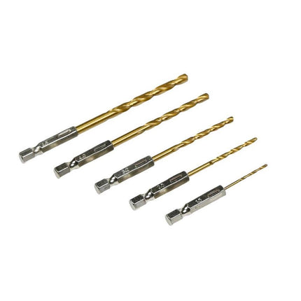 5-teiliges Titan-Bohrerset: 1,5-4,8 mm, ideal für Metall und Holz.