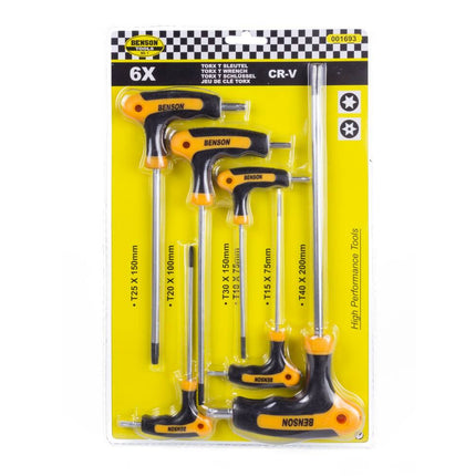 Torx T-sleutelset 6 dlg - Inclusief maten T10-T40 voor auto/motor.