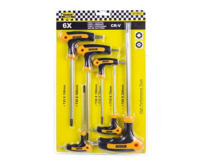 Torx T-sleutelset 6 dlg - Inclusief maten T10-T40 voor auto/motor.