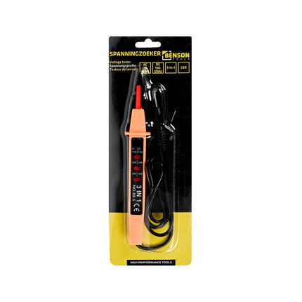 Spanningszoeker LED 3-in-1, 110-380V, 900mm kabel, detecteert spanning.