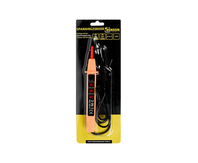 Spanningszoeker LED 3-in-1, 110-380V, 900mm kabel, detecteert spanning.