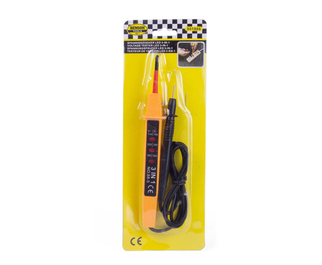 Spanningszoeker LED 3-in-1, 110-380V, 900mm kabel, detecteert spanning.