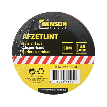 Rood/Wit Afzetlint 50m - Markeer Gebieden, 48mm Breed, Weerbestendig