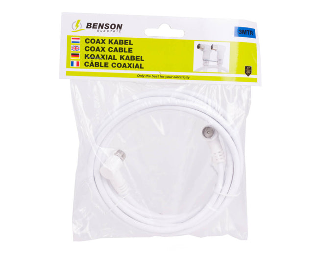 Coax Kabel 3m - Storingsvrij TV- en Radiosignaal, Coax Male-Female