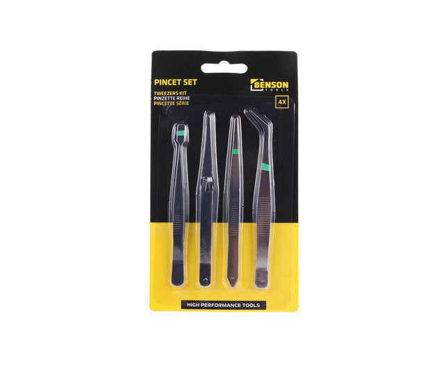 Pincet Set 4-delig – Voor Juwelen, Horloges, Hobbyprojecten