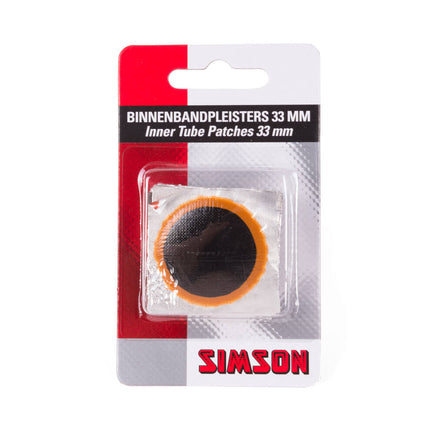 Simson Binnenbandpleister 33 mm, 8 stuks voor snelle lekreparatie.