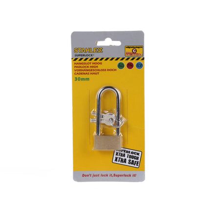 Vorhängeschloss Stahl 30mm, 2 Schlüssel, ideal für Tore und Schränke