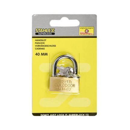 40 mm Stalen Hangslot met 3 Sleutels voor Binnen/Buiten Beveiliging