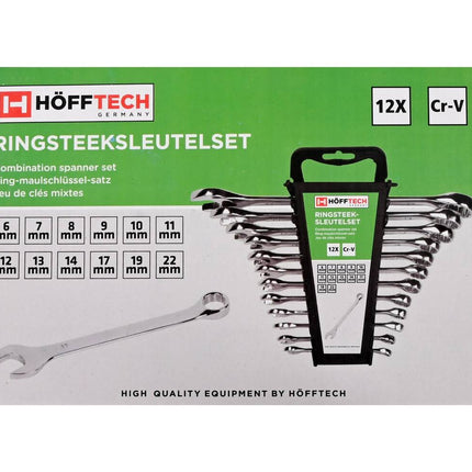 Ring Steek Sleutelset 12-delig Cr-V: 6-22 MM, ideaal voor klussen.