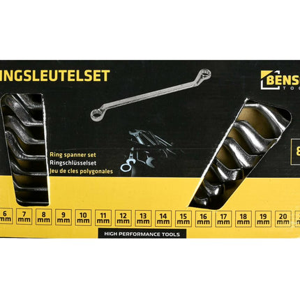 8-delige Ringsleutelset 6-22mm Chroom-Vanadium met Houder