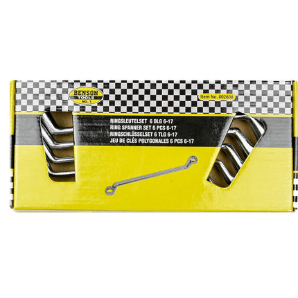 Ringsleutelset 6-delig, maten 6-17mm, ideaal voor auto- en huisreparaties