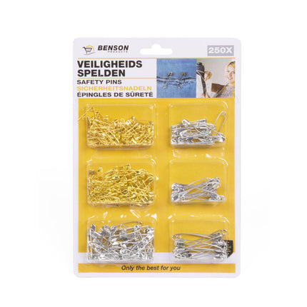 Sicherheitsnadeln-Set 250-tlg. - Größen 2 cm - 5,5 cm für Kleidung & DIY