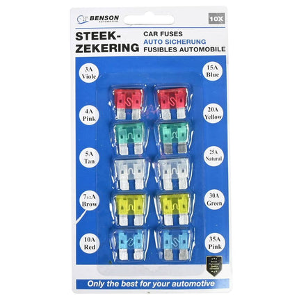 Steekzekering Set 10 dlg: 3A-35A, Essentieel voor Auto Veiligheid