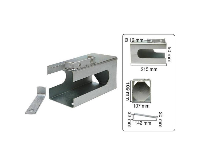Disselslot Koker Model: Verstelbaar, verzinkt staal, 215x107x109 mm.